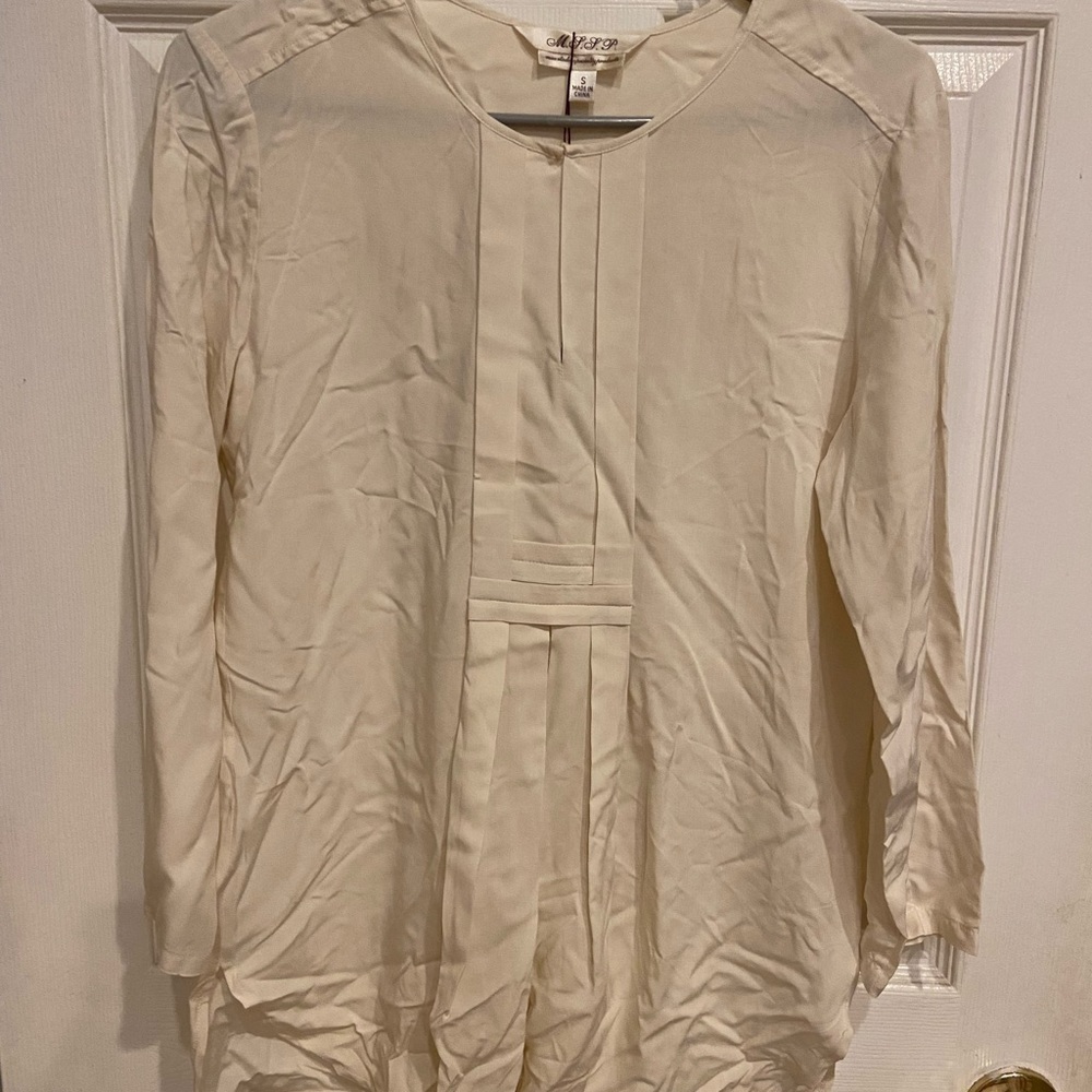 Mssp cream 3/4 sleeve blouse small